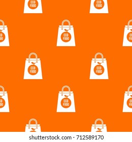 Eco food bag pattern repeat seamless in orange color for any design. Vector geometric illustration