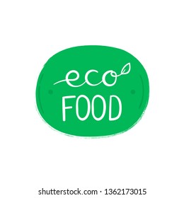 Eco food, hand drawn doodle elements. Eco friendly concept for stickers, banners, cards, advertisement. Vector illustration.