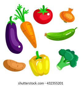 Eco food illustration for menu background. Flat detailed vegetable. Fresh  for vegan and vegetarian 