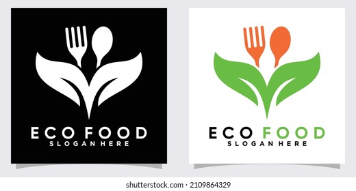 eco food logo design with style and creative concept