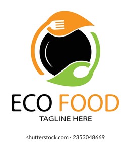 eco food logo design template illustration