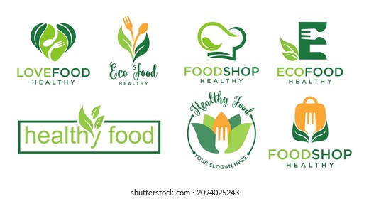 eco food logo, healthy food vector logo design