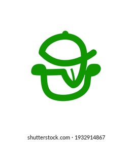 Eco Food Logo Icon Vector Illustration. Recomended For Vegan Restaurant, Healthy Food And Other.