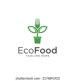 Eco food logo. Eco food icon. Eco food vector logo template.