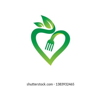 Eco Food Love Logo Template, Icon, Symbol