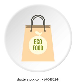 Eco food paper bag icon in flat circle isolated vector illustration for web