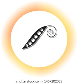 Eco food vegetables Pea sign. Dark icon with shadow on the glowing circle button. Illustration.