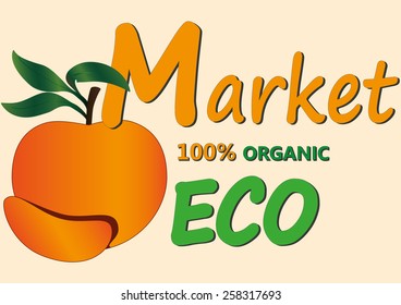 eco foods logo emblem orange vector illustration