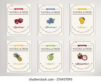 Eco foods.hand drawn sketch fruits banners set vector design