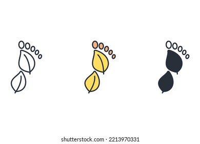 Eco Footprint thin line icons. Vector illustration isolated on white. Editable stroke