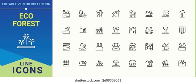 Eco Forest modern icon. Rainforests simple icon. Botanical outline icons in linear style. Minimalist icons collection. Editable stroke. Vector illustration.