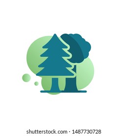 Eco Forest trees icon vector, filled flat sign, Maple and spruce tree bicolor pictogram, green colors. Symbol, logo illustration