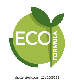 Eco formula label - eco-friendly badge in organic calligraphic decoration - for natural food and cosmetics products