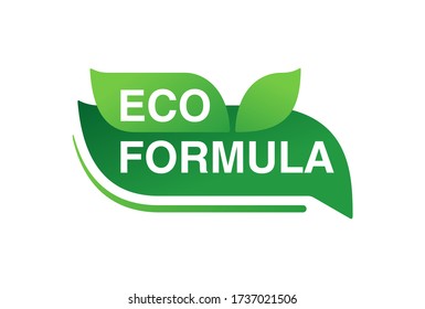 Eco formula stamp - eco-friendly badge in green rounded decoration - for natural food and cosmetics products - isolated vector logo