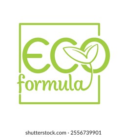 Eco formula sticker - eco-friendly badge in organic calligraphic decoration - for natural food and cosmetics products. Square shape