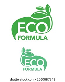 Eco formula sticker - eco-friendly badge in organic calligraphic decoration - for natural food and cosmetics products