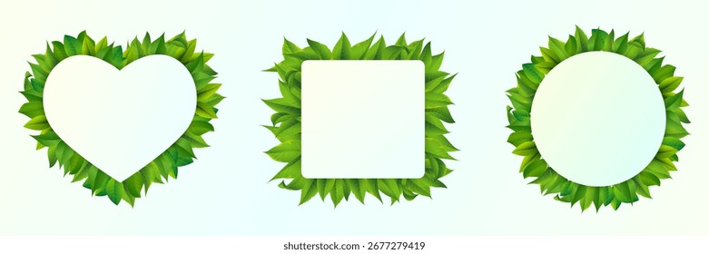 Eco frame collection with heart circle and square shapes.