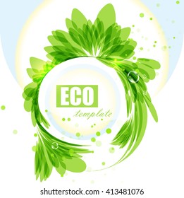 Eco frame, green abstract background