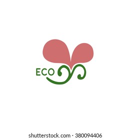  Eco frendly bud. Love eco .Organic icon. Health symbol. Vector Illustration.