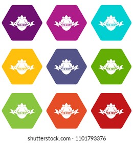 Eco fresh food icons 9 set coloful isolated on white for web