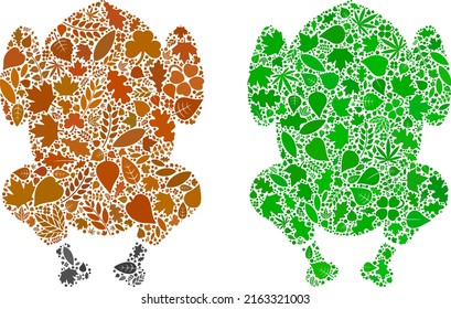 Eco fried chicken icon composition of herbal leaves in green and natural color tints. Ecological environment vector template for fried chicken icon.