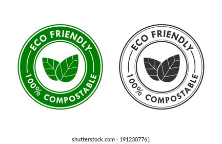 Eco friendly - 100% compostable logo template illustration svg