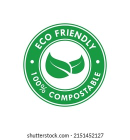 Eco friendly- 100% compostable logo template illustration