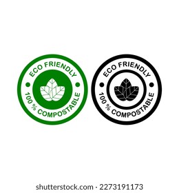 Umweltfreundlich - 100 % kompostierbare Logo-Vorlagengrafik