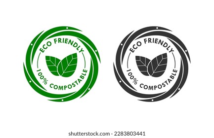 Eco friendly - 100% compostable logo template illustration