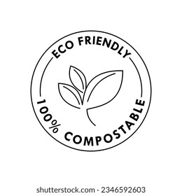 Ilustración de logotipo 100% compostable compatible con el medio ambiente