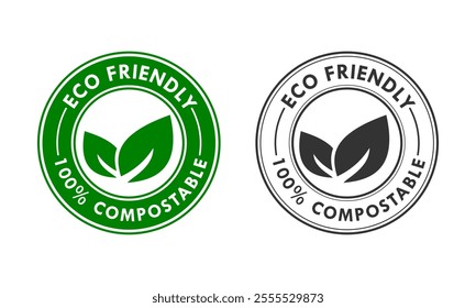 Eco friendly - 100% compostable logo template illustration