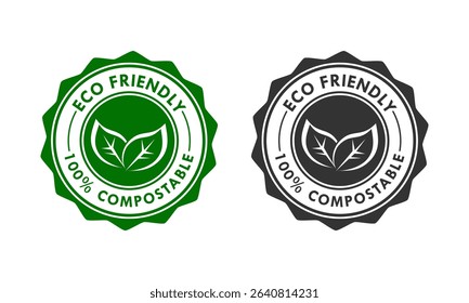 Eco friendly - 100% compostable logo template illustration