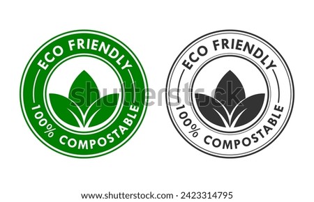 Eco friendly - 100% compostable logo template illustration