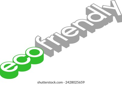 eco friendly 3d text font with isometric style with 3d variations