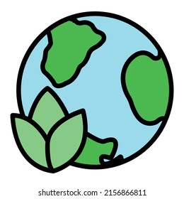 Fuente de energía alternativa ecológica e icono de reciclado de residuos, dibujo ecológico ecológico de la Tierra simple ilustración plana vectorial, aislado en blanco. Ambiente del mundo de limpieza.