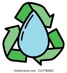 Fuente de energía alternativa ecológica e icono de reciclado de residuos, dibujo ecológico ecológico de la Tierra simple ilustración plana vectorial, aislado en blanco. Ambiente del mundo de limpieza.