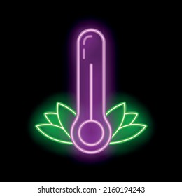 Eco friendly alternative energy source and waste recycling icon, concept green eco earth glow neon flat vector illustration, isolated on black. Cleaning world atmosphere.