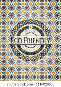 Eco Friendly arabesque style badge. arabic decoration.