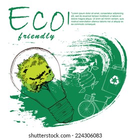 Eco Friendly  background. Hand drawn vector illustration.  Vector design