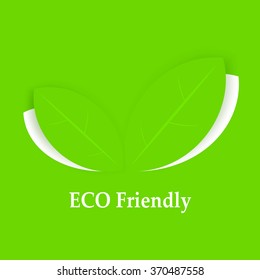 Eco friendly background. Leaves on green. Vector illustration