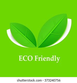 Eco friendly background. Leaves on green. Vector illustration