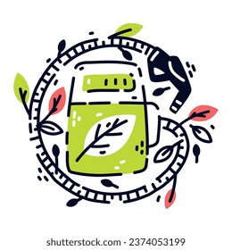 Eco Friendly Badge and Ecology Emblem with Bio Fuel Vector Illustration