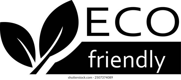 Eco friendly badge. Healthy natural product label logo design with plant leaves with transparent background.