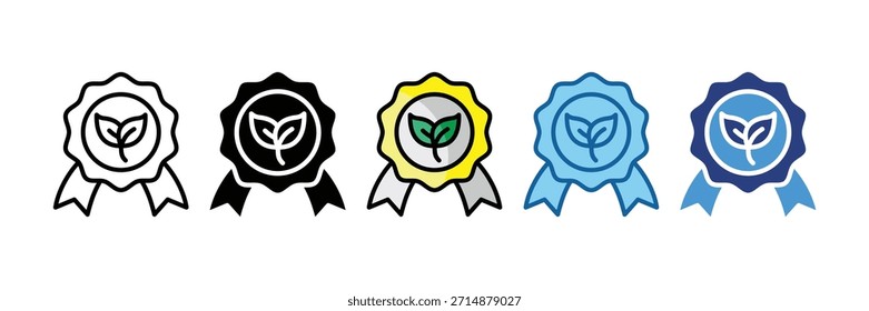 Conjunto de iconos de insignia ecológica Colección de estilo múltiple