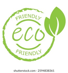 Eco friendly badge.Healthy natural product label logo design with plant leaves.