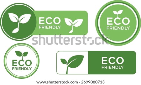 eco friendly badges and labels set with sprout icon, environment and sustainable product vector illustration for graphic design