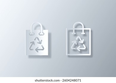 eco friendly bag icon made with white paper cut effect style