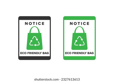 Eco friendly bag icon sign vector design, icon board appeals to use eco friendly bags