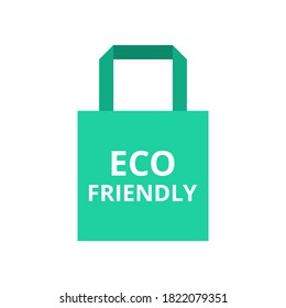 Eco friendly bag vector. Reusable shopping bag. Zero waste concept. Flat illustration on white background.