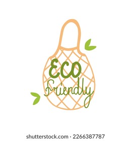 Eco friendly, eco bag, zero waste concept, flat vector illustration, isolated on white background